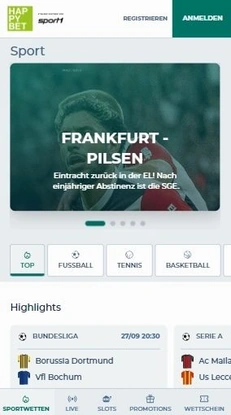 HAPPYBET-Sportwetten im mobilen Browser